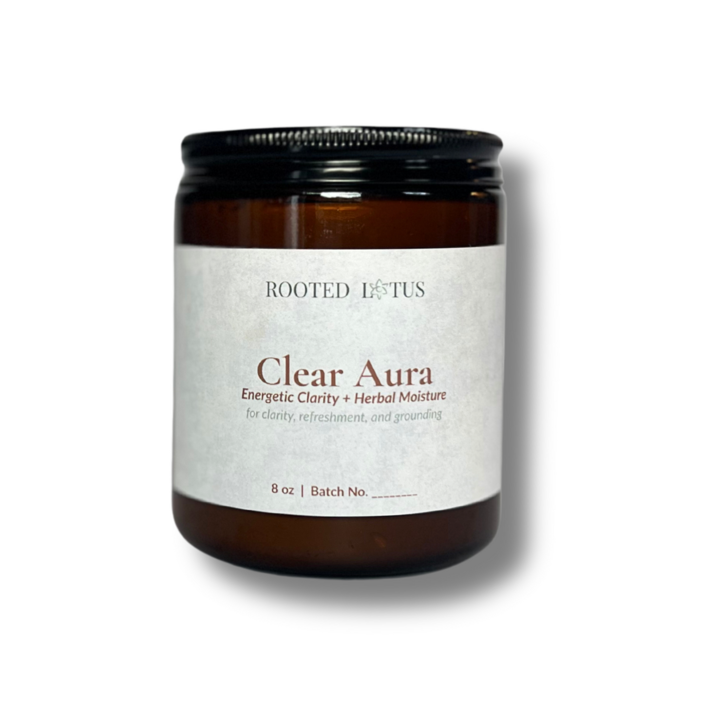 4 oz herbal body cream in glass jar for sensitive skin – Clear Aura by Rooted Lotus
